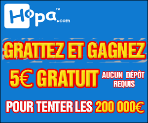 Hopa - bonus de 100% sur le 1er dépôt et jackpot de 200000 euros