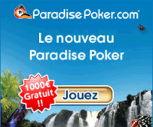 ParadisePoker.com - Bonus de 1er dépôt de 200% jusqu'à 1000 euros
